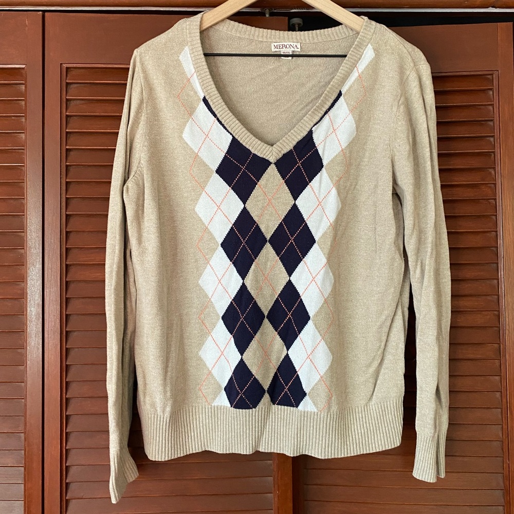 Beige Merona Argyle Sweater
